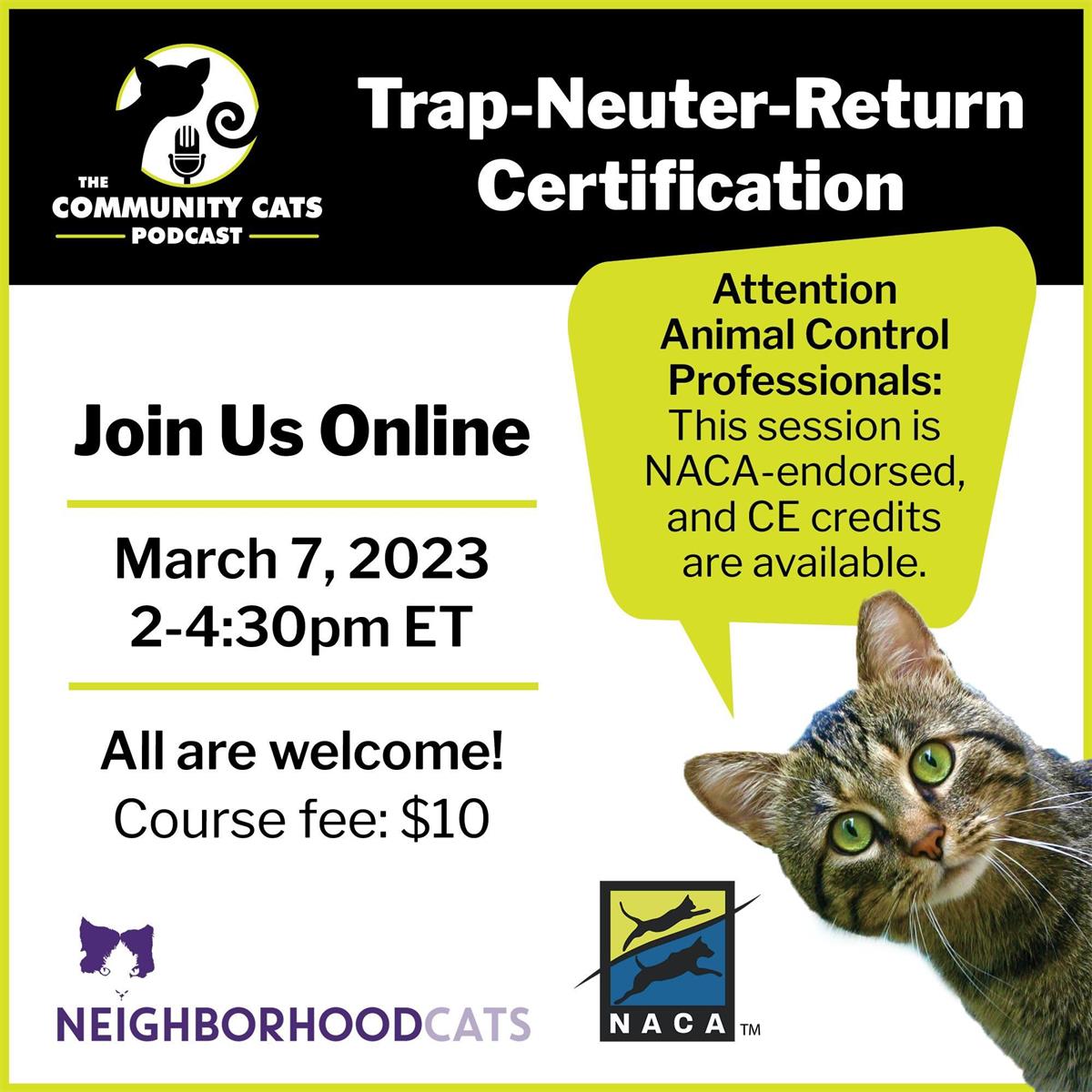 TNR Certification Workshop Flyer - 3/7/23